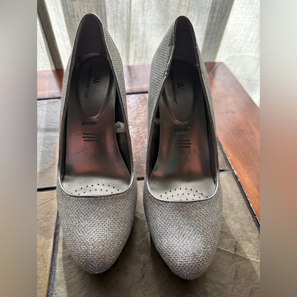 Silver Textured Heels